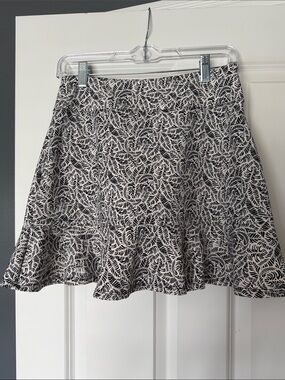 Tommy Bahama Black and White Leaf-Print Skater Skirt